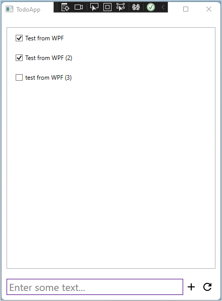 Screenshot dell'app WPF in esecuzione in Windows.