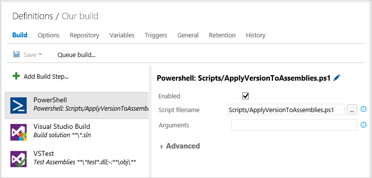 Apply version to assemblies build task