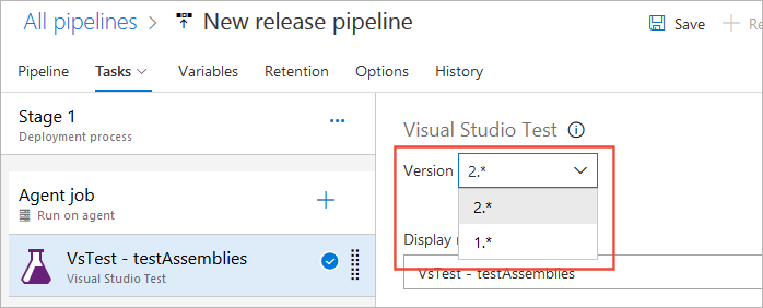 Checking the task version number setting