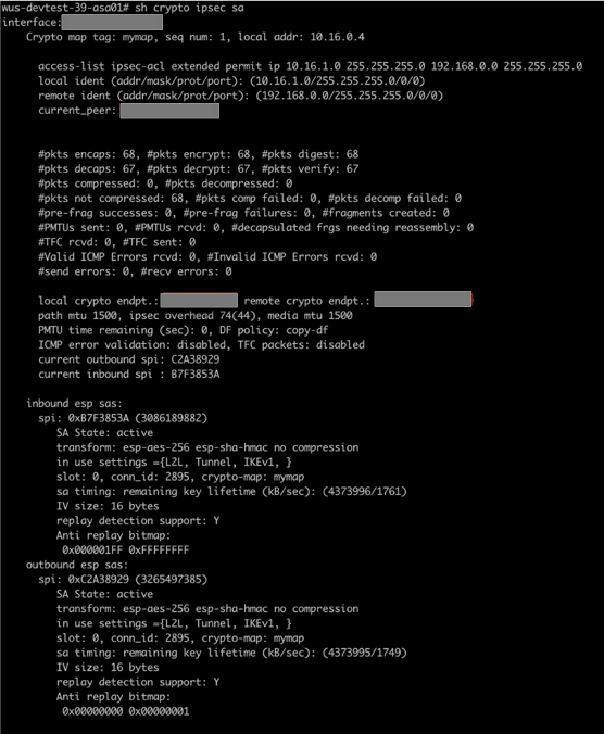 Output della fase 2 per il firewall Cisco ASA