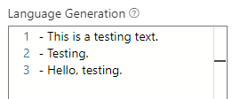 Line numbers in language generation files.