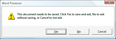 Word Processor dialog box