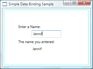 Schermata dell'esempio Simple Data Binding