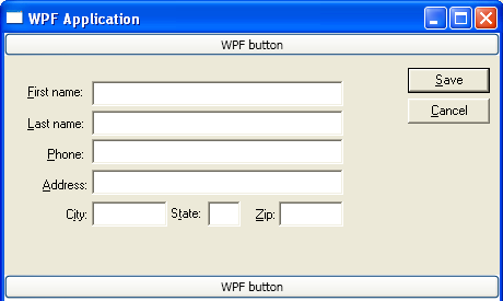 Schermata dell'applicazione WPF