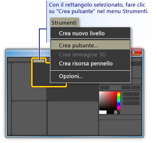 Procedura di trasformazione di una forma in un pulsante