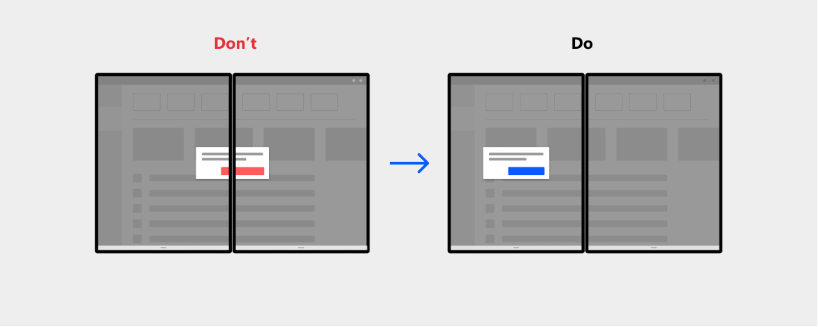 Dialog that avoids the seam on a larger device