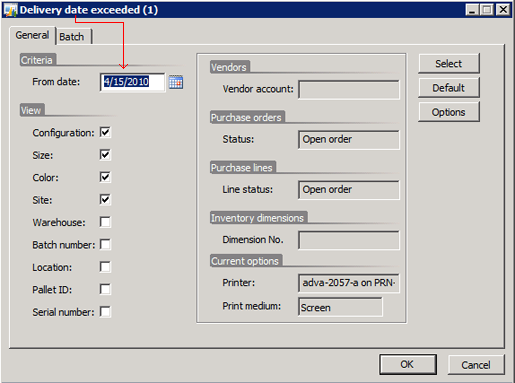 Parameters form