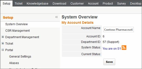 Account e ID reparto in Parature