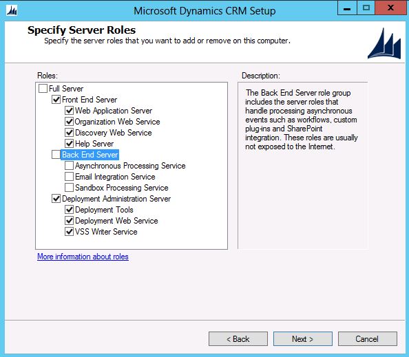 Ruoli server front-end in Dynamics CRM