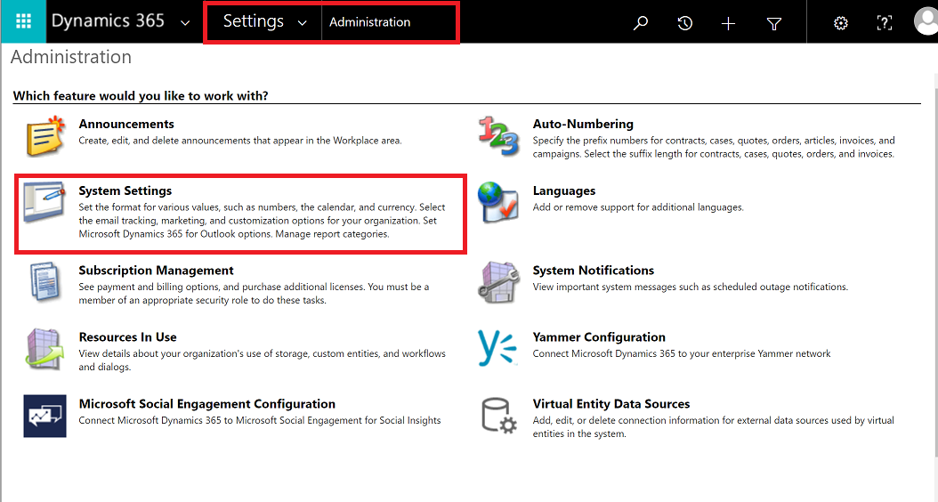 Settings pages