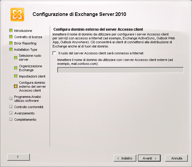 Configurare il dominio esterno del server Accesso client