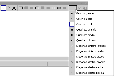 Selettore di forme di disegno nella barra degli strumenti dell'editor di immagini