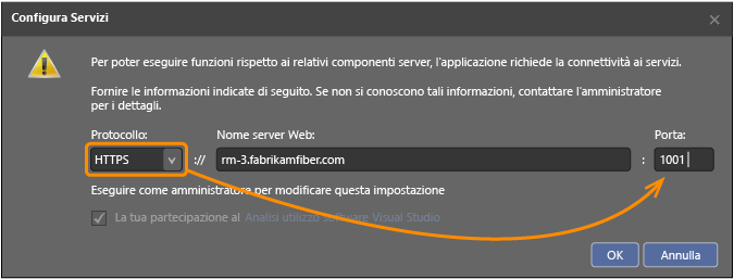 Connessione del client tramite HTTPS/SSL