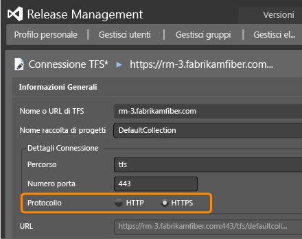 Connessione a TFS tramite HTTPS/SSL