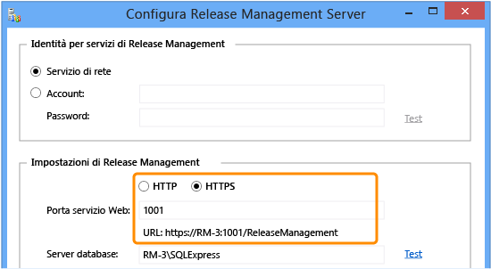 Configurare Release Management Server per HTTPS