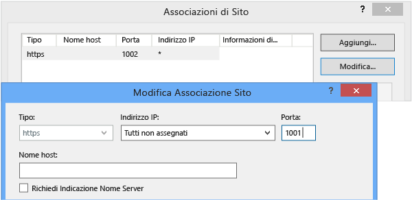 Modificare la porta temporanea