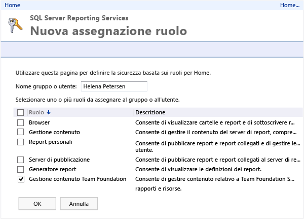 Scegliere l'assegnazione del ruolo per l'utente o il gruppo