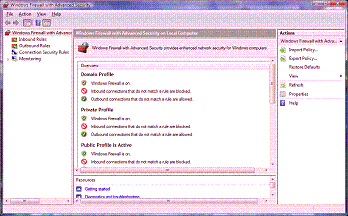 The Windows Firewall with Advanced Security snap-in