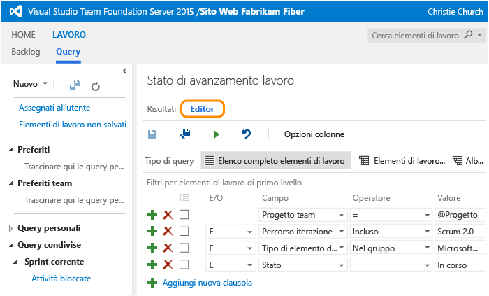 Editor di query