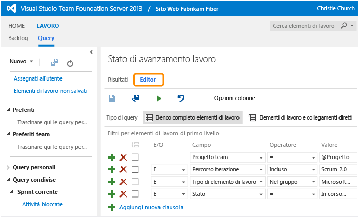 Editor di query