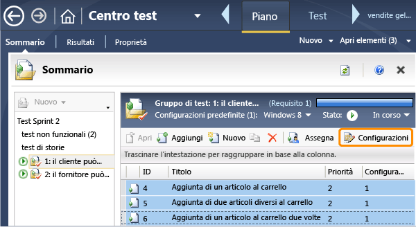 Assegnare le configurazioni ai punti di test.