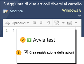 Creare una registrazione delle azioni.