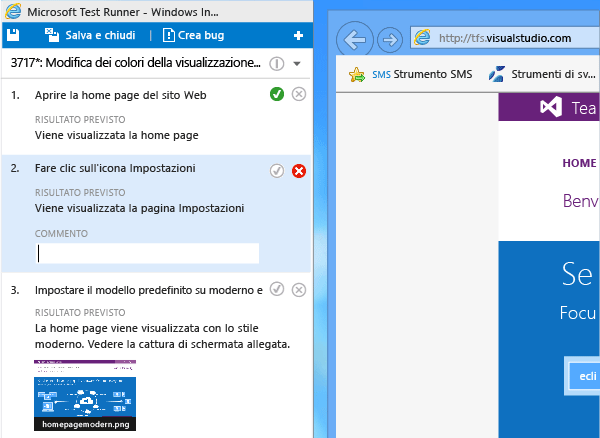 Contrassegnare i passaggi del test