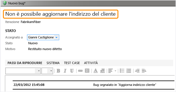 Assegnare un titolo al bug