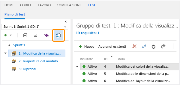 Selezionare un gruppo di test, fare clic con il pulsante destro del mouse e scegliere Esporta