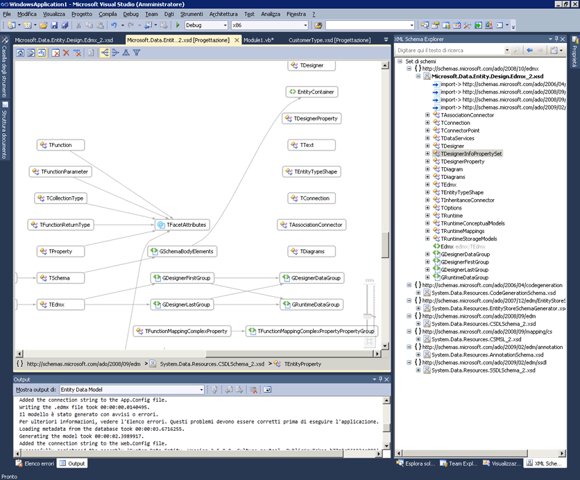 Visualizzazione del grafico di Progettazione XML Schema