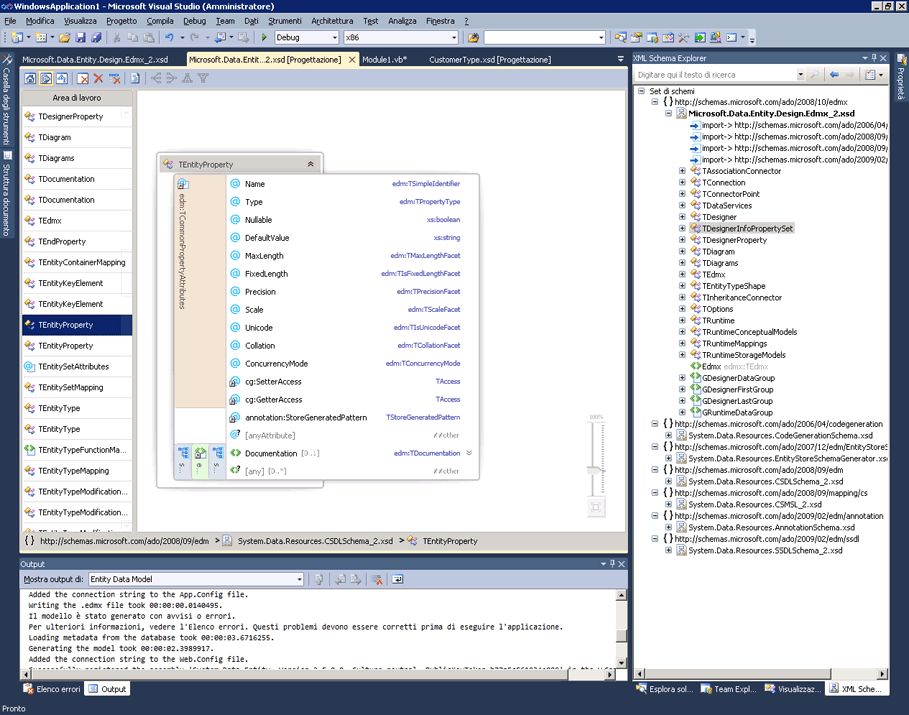 Visualizzazione del modello di contenuto di Progettazione XML Schema