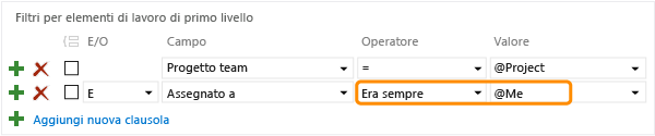 Operatore Era sempre per eseguire query sull'assegnazione precedente