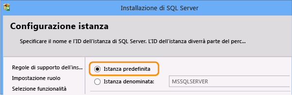 Configurazione dell'istanza