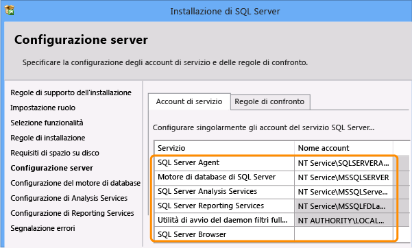 Configurazione del server