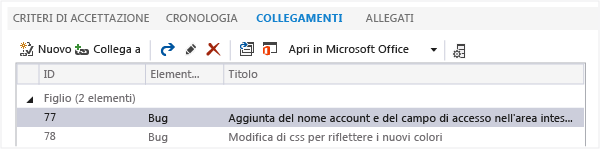 Esempio di controllo dei collegamenti aggiunto a un form di elemento di lavoro