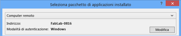 Seleziona pacchetto di applicazioni installato per un dispositivo remoto