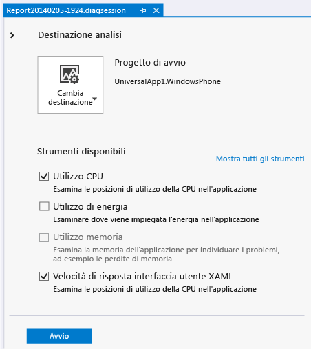 Scegliere uno o più strumenti diagnostici