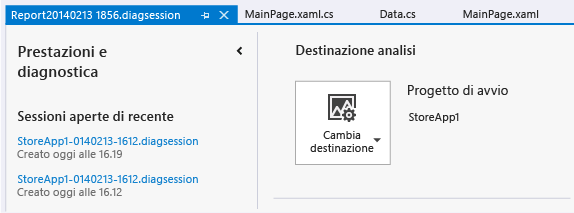 Aprire una file delle sessioni di diagnostica salvato