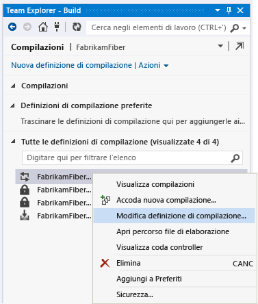 Visualizzare la definizione di compilazione in TFS 2013