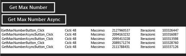 Interfaccia utente di CpuUseDemo