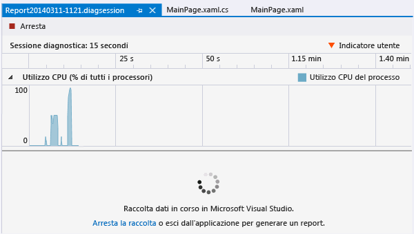 Arresto della raccolta dei dati di CpuUsage