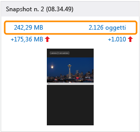 Collegamenti al report snapshot in una visualizzazione snapshot