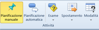 Opzioni del menu della barra multifunzione per la pianificazione della modalità attività