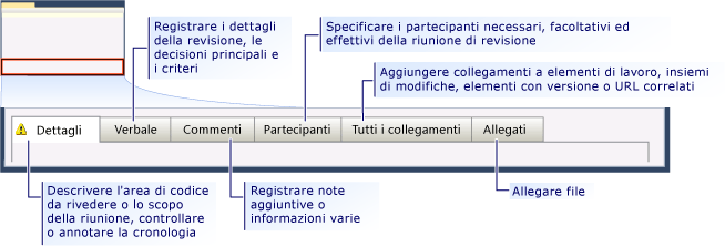 Form dell'elemento di lavoro revisione CMMI - schede