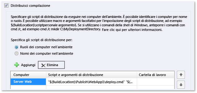 Aggiungere gli script di distribuzione.