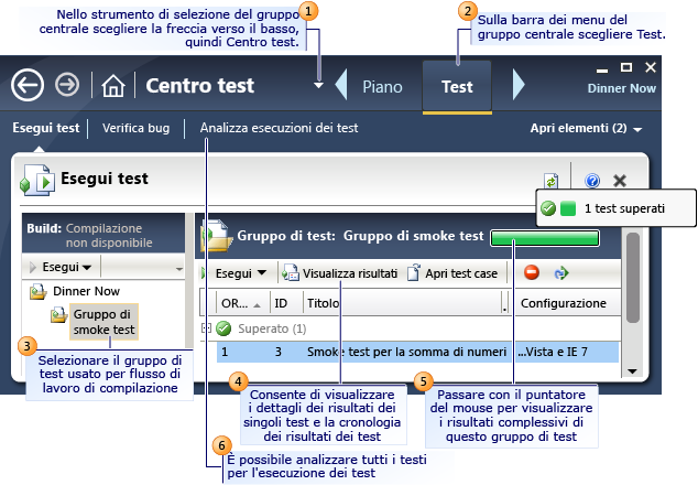 Visualizzare i risultati dei test dal flusso di lavoro di compilazione