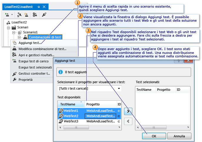 Aggiunta di un test a un test di carico esistente