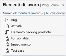 Elementi di lavoro Scrum