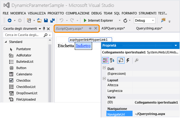 Aggiungere e configurare il terzo Web Form