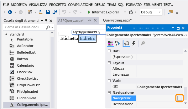 Modificare la proprietà NavigateURL